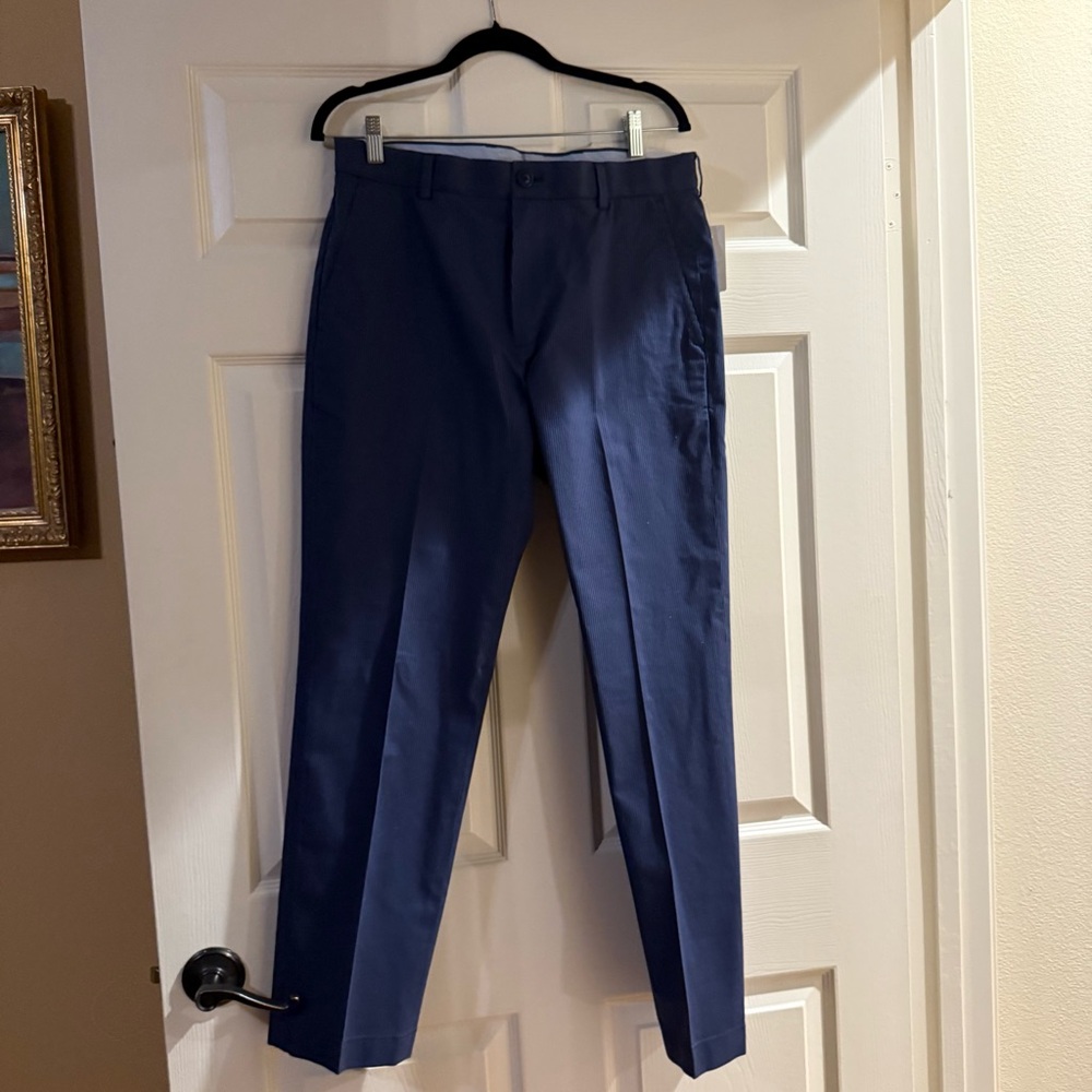 Brooks Brothers Navy Blue Clark Fit Stripe Stretch Advantage Chino Pants